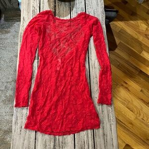 Victoria's Secret Red Lace Slip (XS)